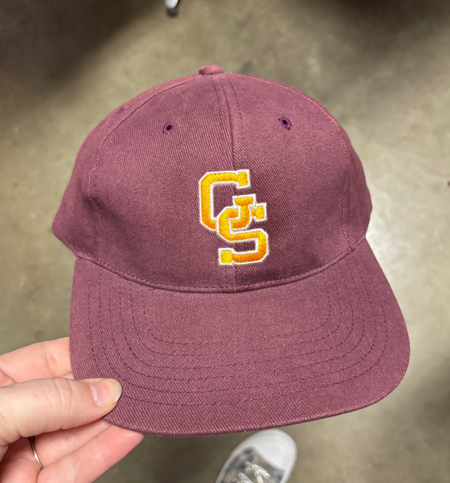 Maroon Cotton Twill hat with GS