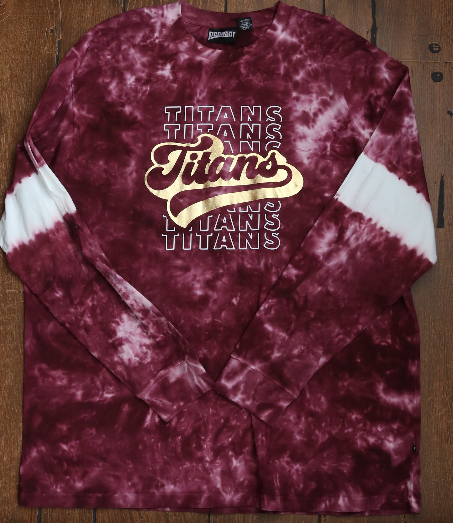 Maroon Tie dye Titans stacked metallic