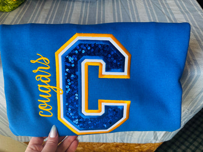 Sequin Appliqué mascot crewneck