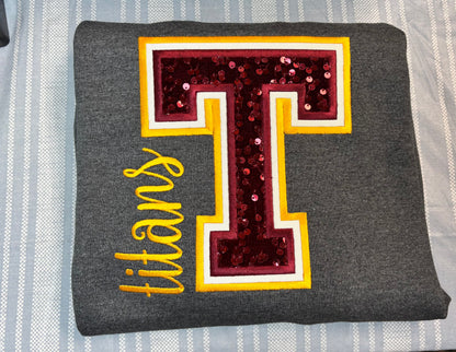 Sequin Appliqué mascot crewneck