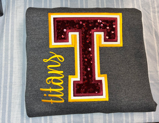 Sequin Appliqué mascot crewneck