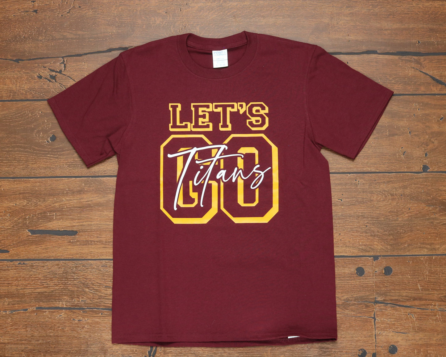YOUTH Let's Go Titans T-Shirt. Maroon T-shirt