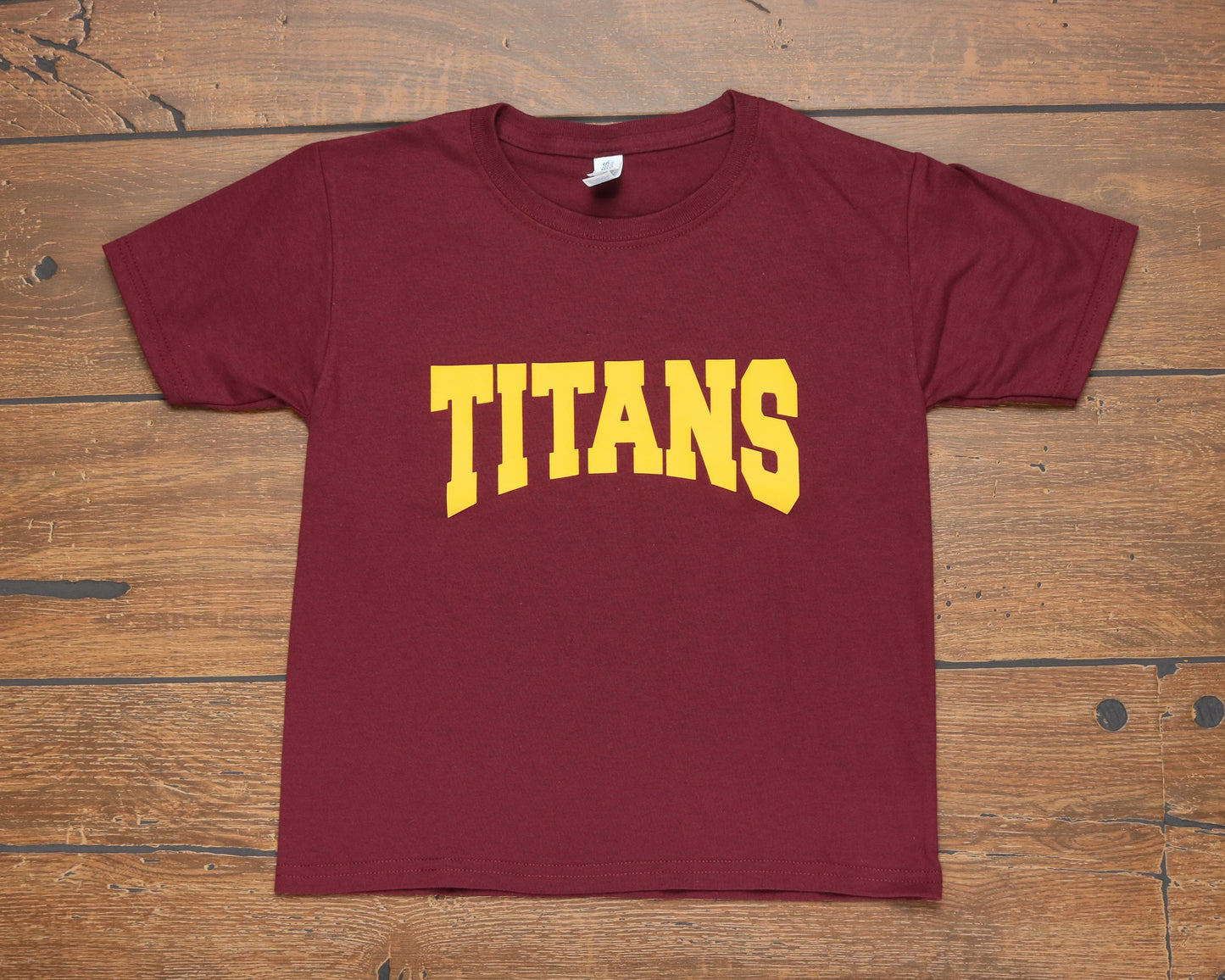 YOUTH Block letter Titans raised vinyl T-shirt.