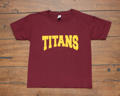 YOUTH Block letter Titans raised vinyl T-shirt.