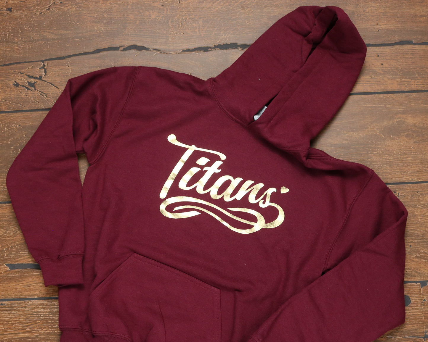 Metallic Script Titans with heart hoodie