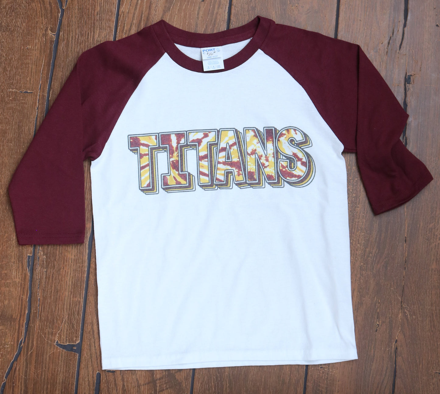 Titans maroon and gold tie dye design