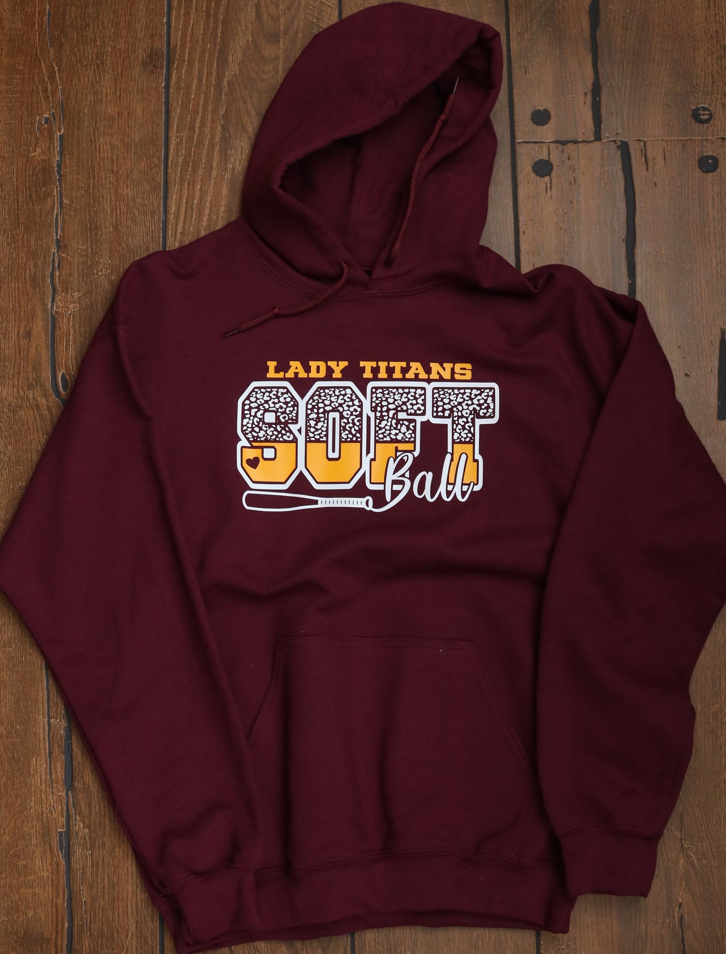 Lady Titans Softball with leopard hoodie