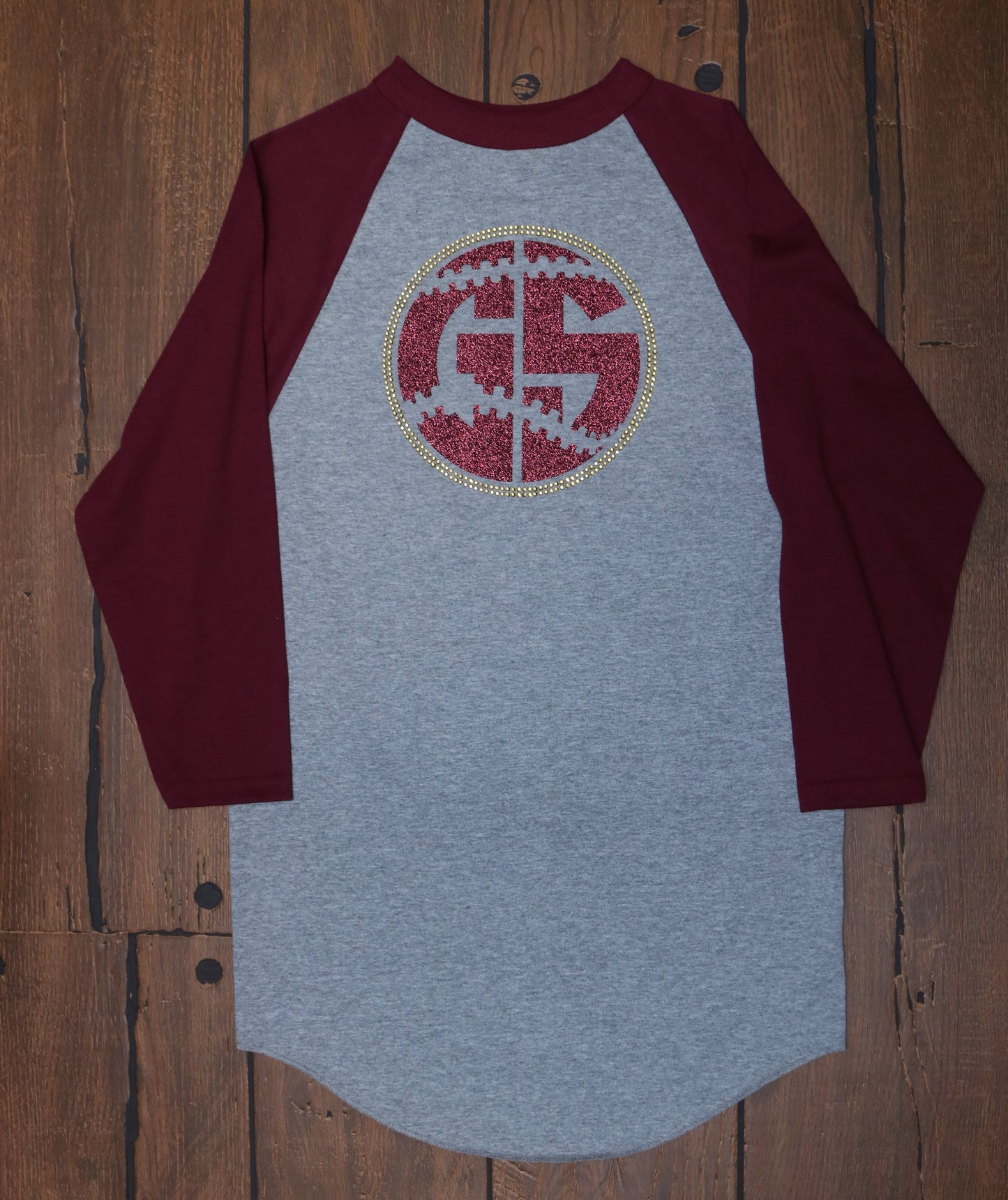 Glitter/rhinestone GS softball/baseball 3/4 sleeve
